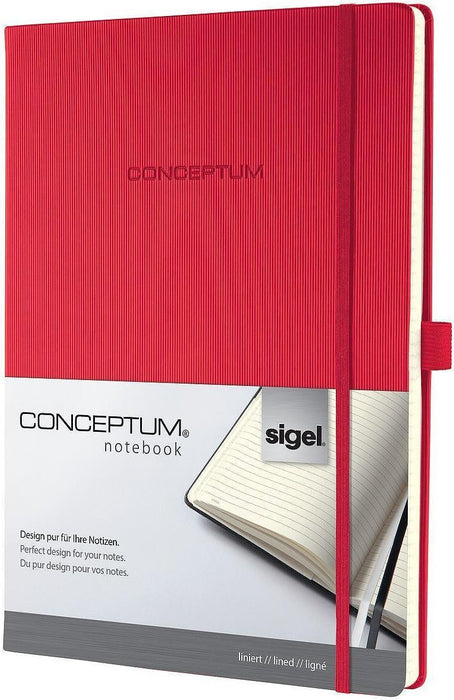 Бележник Sigel Conceptum - На редове, A4, червен
