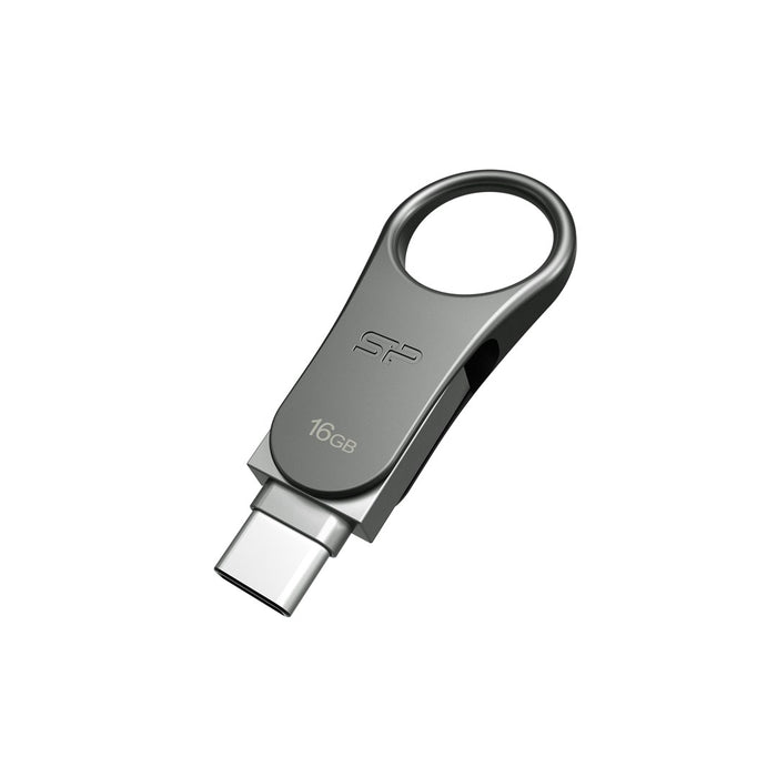 Silicon Power Mobile C80 USB флаш устройство 16 GB USB Type-A / USB Type-C 3.0 (3.1 Gen 1) Titanium