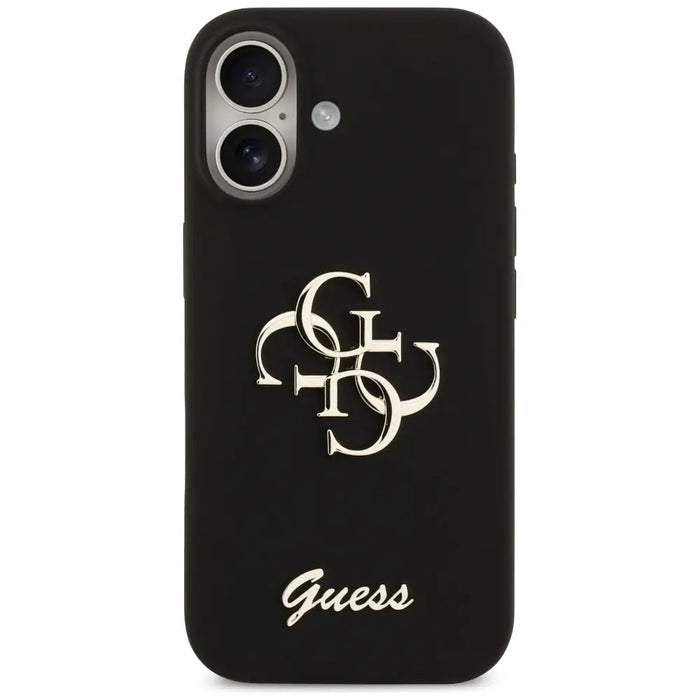 Силиконов калъф Guess Big 4G Script за iPhone 17 - черен