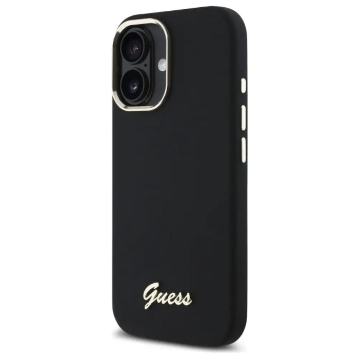 Силиконов калъф Guess с метално лого и рамка за iPhone 16
