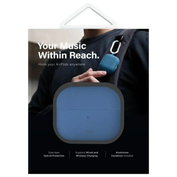 Силиконов калъф Uniq Nexo AirPods 4 + кукички за уши - син