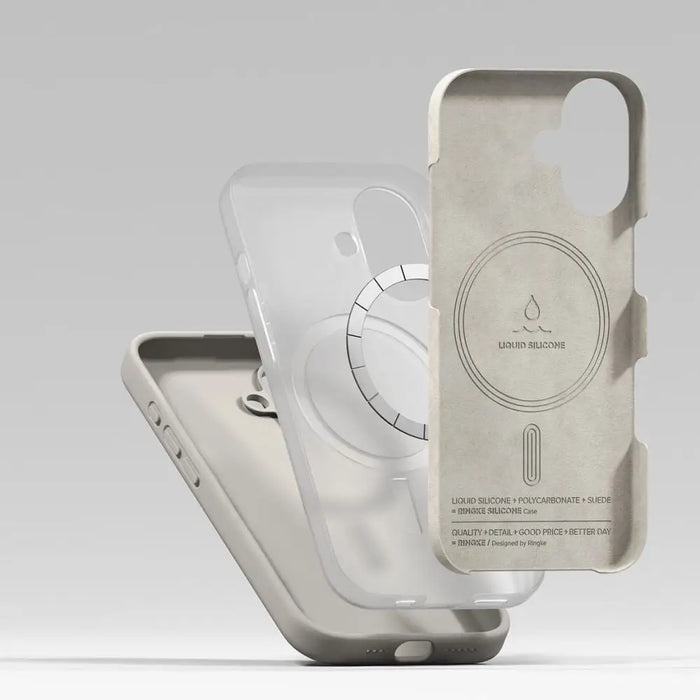 Силиконов магнитен калъф Ringke MagSafe за iPhone 17 - бежов