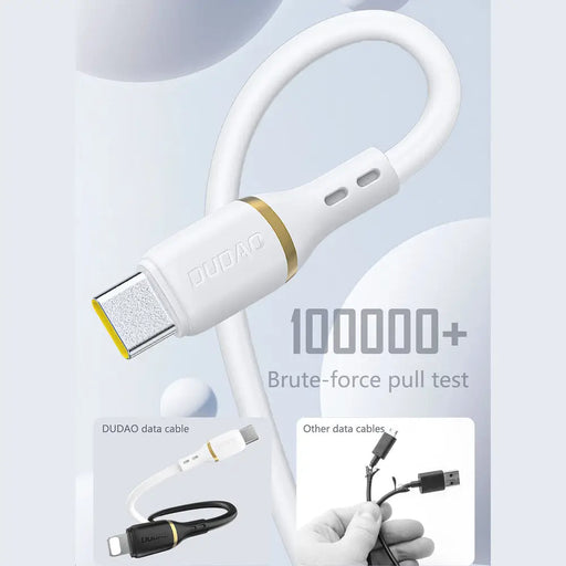 Силиконов кабел Dudao L25T USB-A - USB-C 5A 1m - Бял