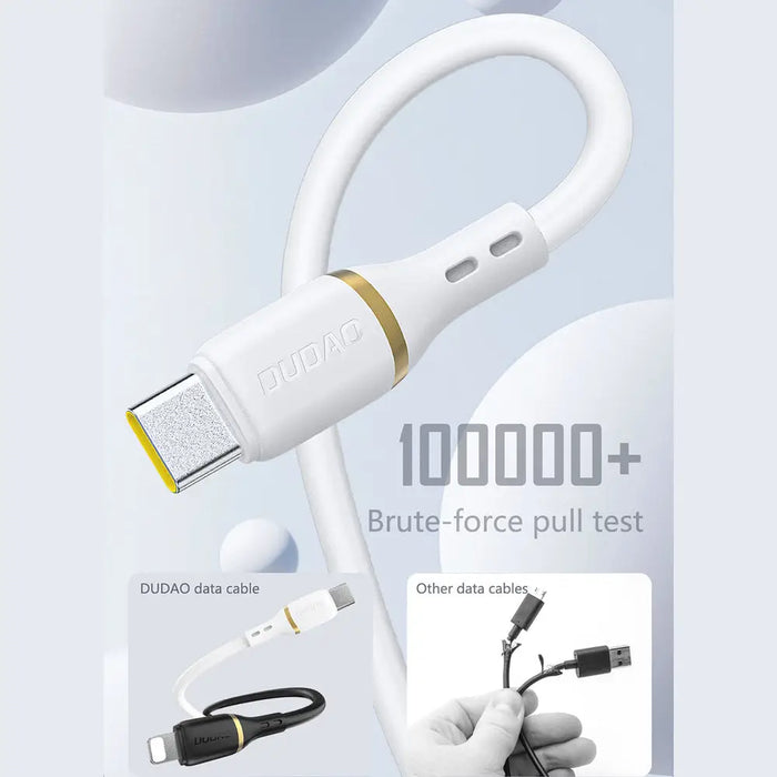 Силиконов кабел Dudao L25T USB-A - USB-C 5A 1m - Бял