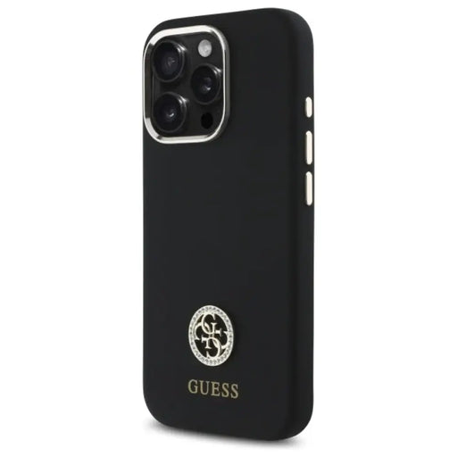 Силиконов 4G калъф Guess Logo Strass за iPhone 16 Pro