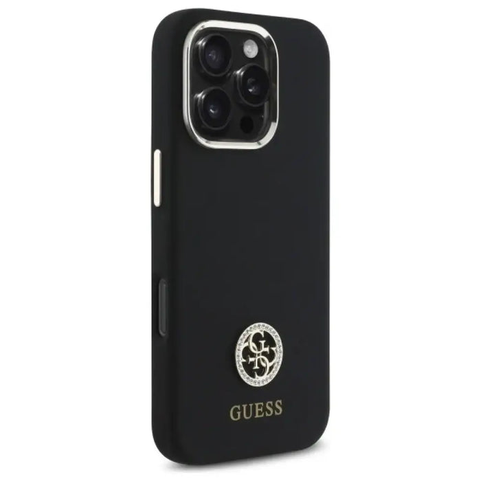 Силиконов 4G калъф Guess Logo Strass за iPhone 16 Pro