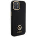 Силиконов 4G калъф Guess Logo Strass за iPhone 15 - черен