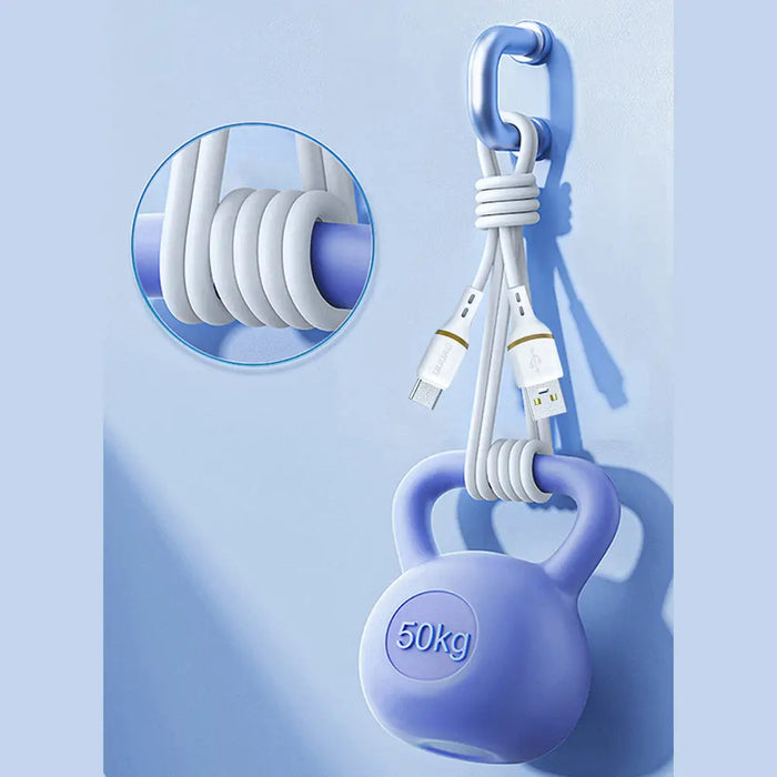 Силиконов кабел Dudao L25T USB-A - USB-C 5A 1m - Бял