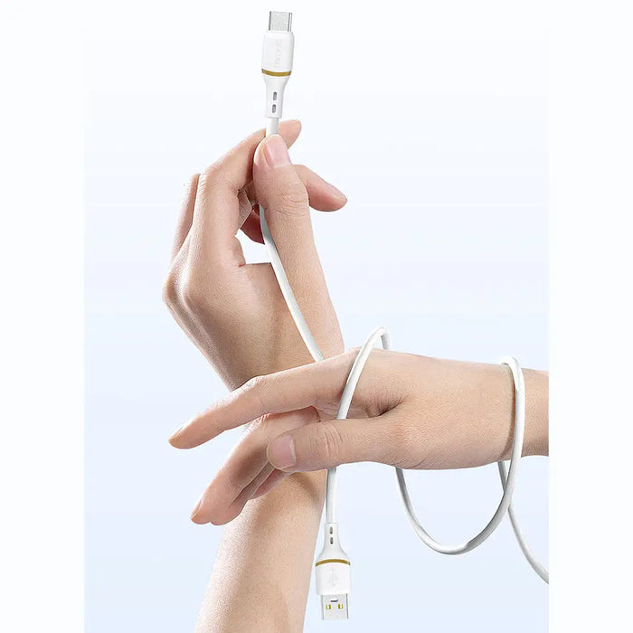 Силиконов кабел Dudao L25T USB-A - USB-C 5A 1m - Бял