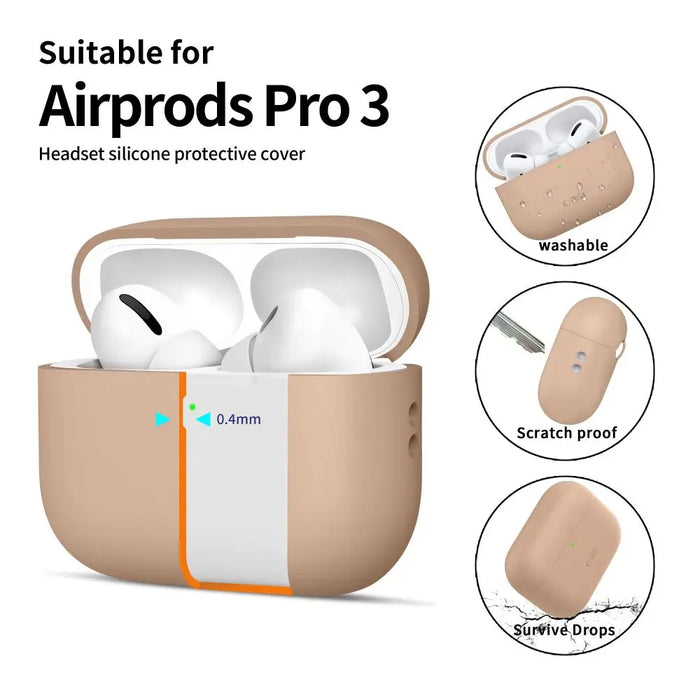 Силиконов калъф Tech-Protect за AirPods Pro 3 - бежов