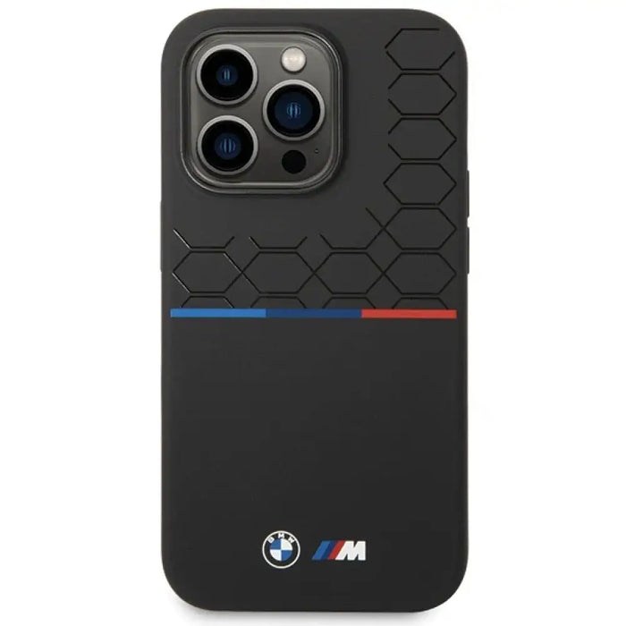 Силиконов калъф BMW с шарка за iPhone 15 Pro Max - черен