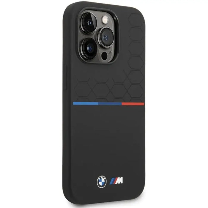 Силиконов калъф BMW с шарка за iPhone 15 Pro Max - черен