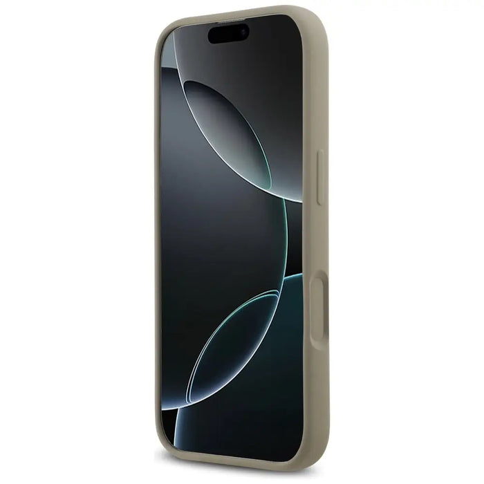 Силиконов калъф Guess Big 4G Script за iPhone 17 - кафяв