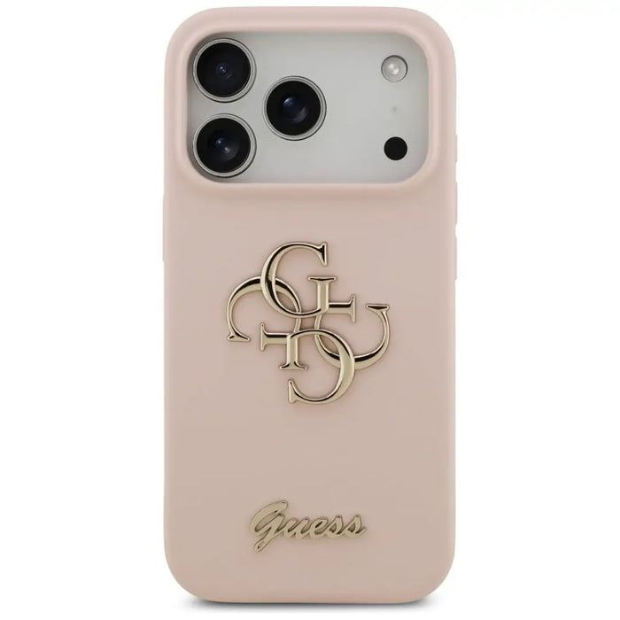 Силиконов калъф Guess Big 4G Script за iPhone 17 Pro - розов