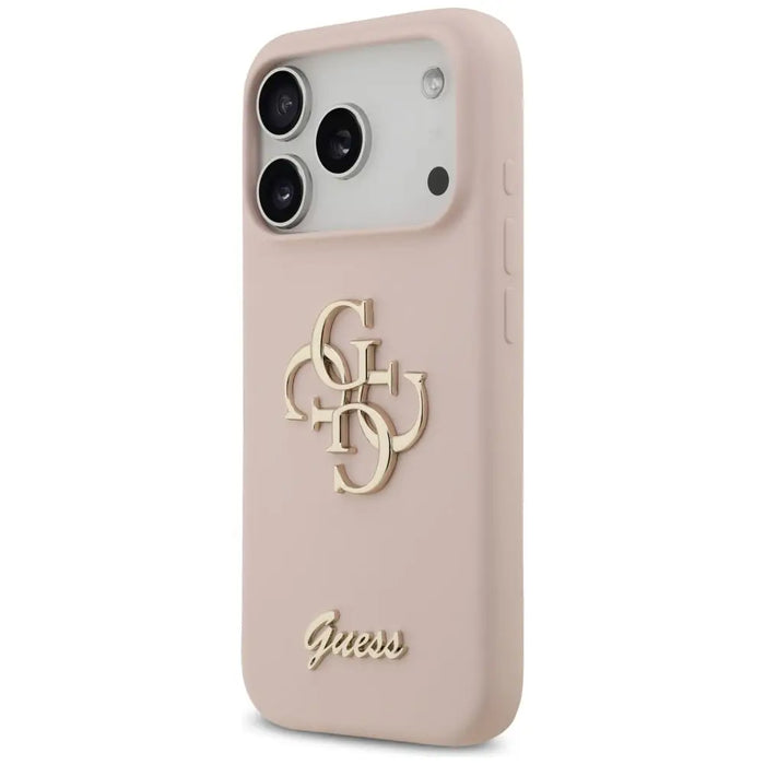 Силиконов калъф Guess Big 4G Script за iPhone 17 Pro - розов