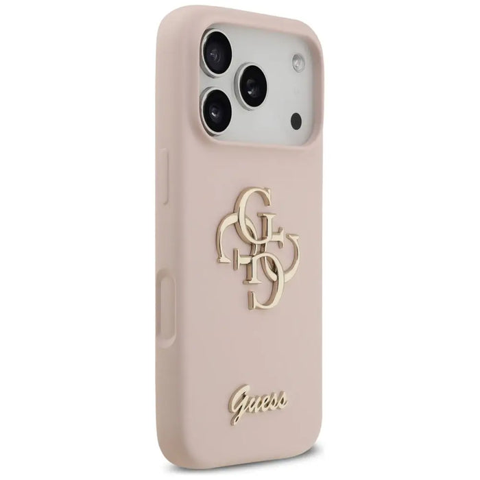 Силиконов калъф Guess Big 4G Script за iPhone 17 Pro - розов