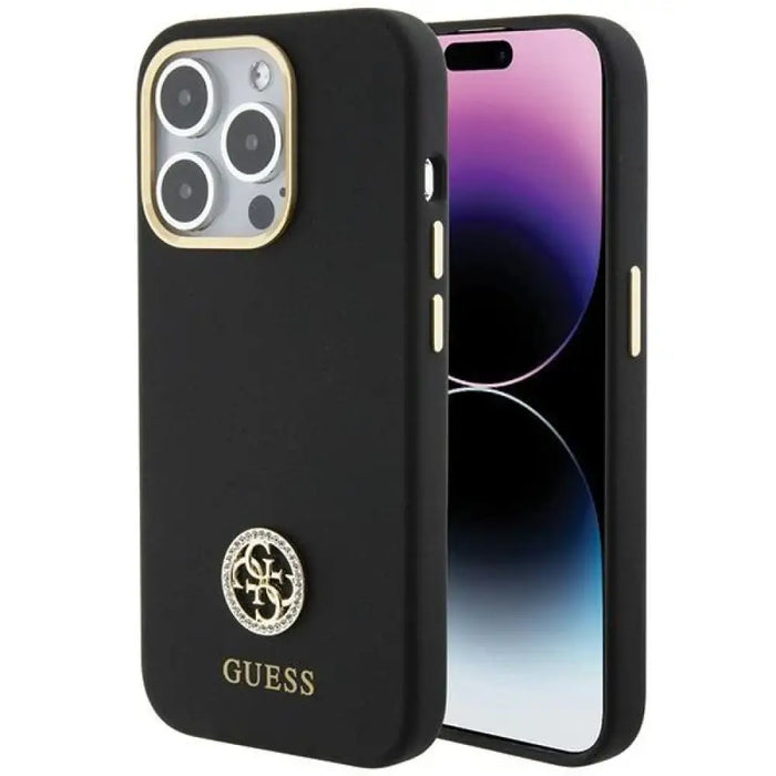 Силиконов калъф Guess Logo Strass 4G за iPhone 15 Pro Max