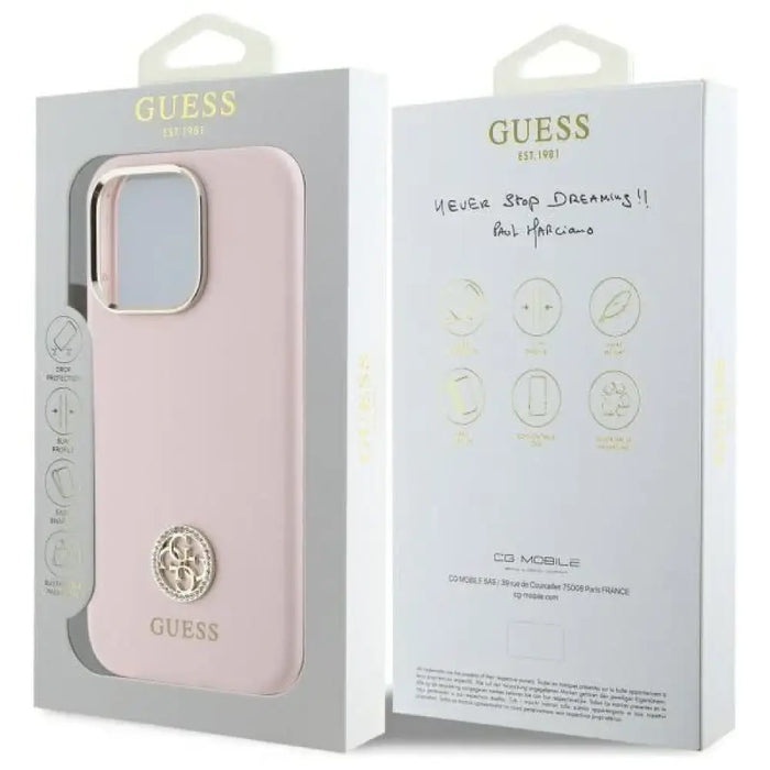Силиконов калъф Guess Logo Strass 4G за iPhone 16 Pro
