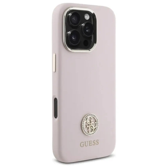 Силиконов калъф Guess Logo Strass 4G за iPhone 16 Pro
