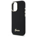 Силиконов калъф Guess с метално лого и рамка за iPhone 16