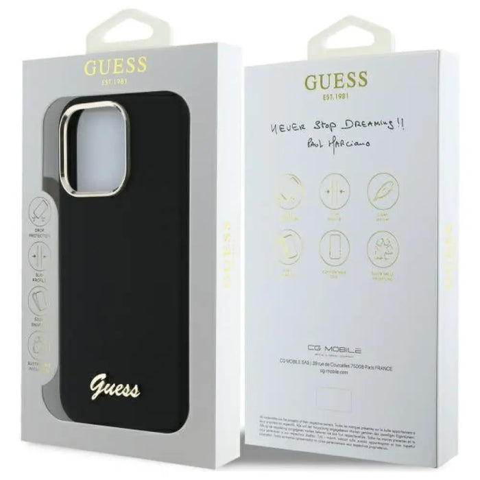 Силиконов калъф Guess с метално лого и рамка за iPhone 16