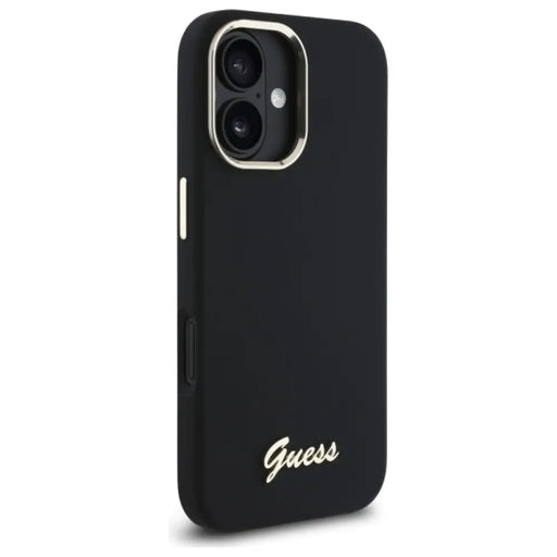 Силиконов калъф Guess с метално лого и рамка за iPhone 16