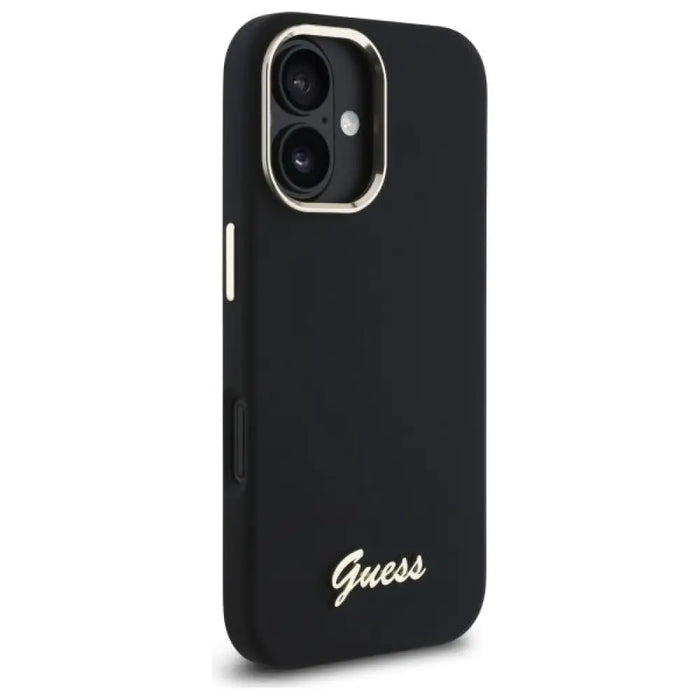 Силиконов калъф Guess с метално лого и рамка за iPhone 16