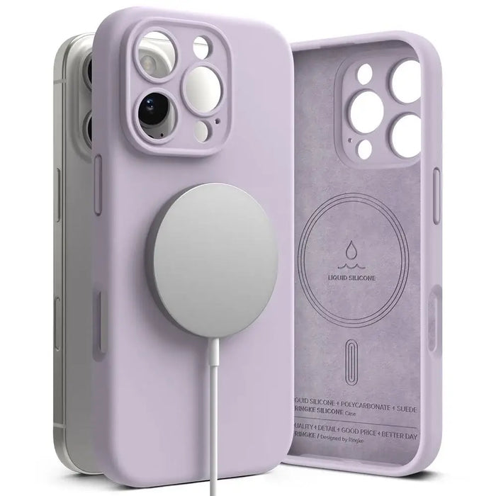 Силиконов калъф Ringke MagSafe за iPhone 16 Pro Max - лилав