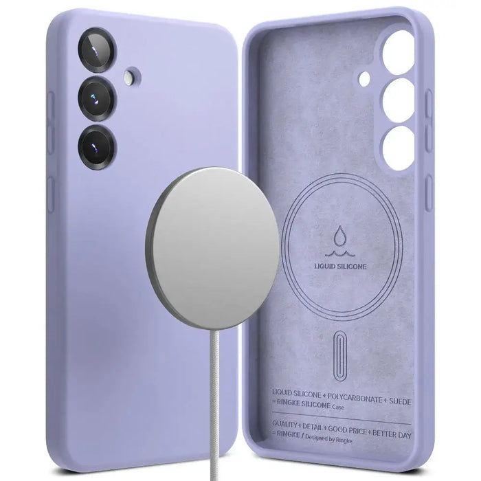 Силиконов калъф Ringke MagSafe за Samsung Galaxy S25 - лилав