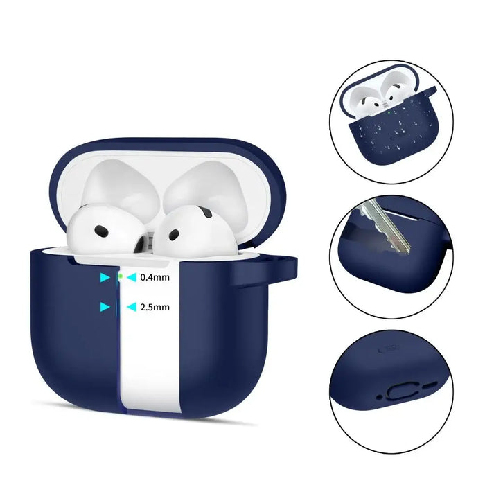 Силиконов калъф Tech-Protect за AirPods 4 - тъмносин