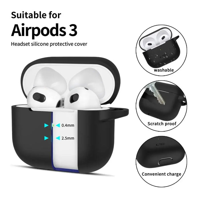 Силиконов калъф Tech-Protect за Apple AirPods 3 - черен