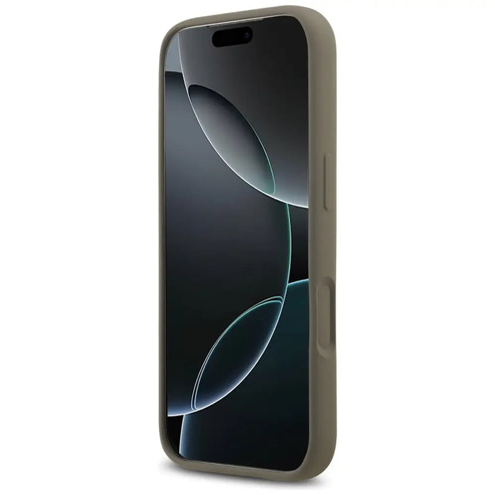 Силиконов калъф Guess Big 4G Script за iPhone 17 Pro - кафяв