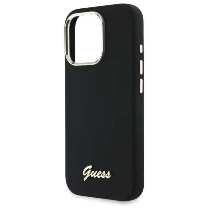 Силиконов калъф Guess с метално лого и рамка за iPhone 16