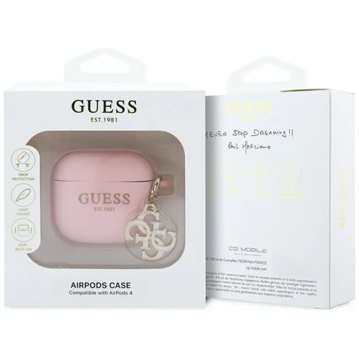 Силиконов калъф Guess за AirPods 4 4G Charm - розов
