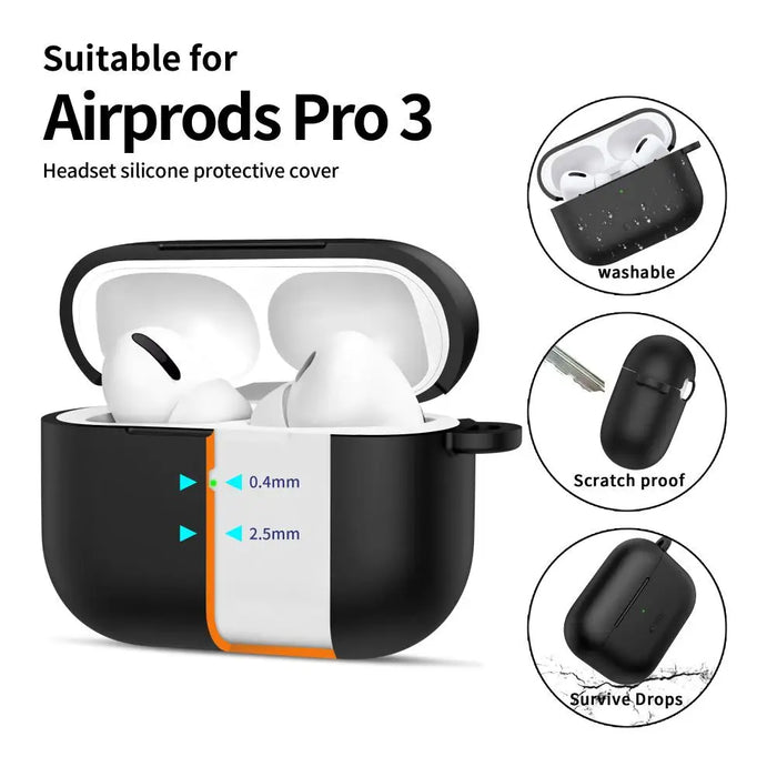 Силиконов калъф Tech-Protect с кука за AirPods Pro 3 - черен