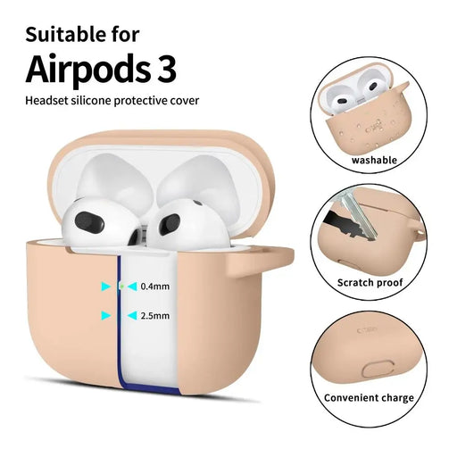 Силиконов калъф Tech-Protect за Apple AirPods 3 - бежов