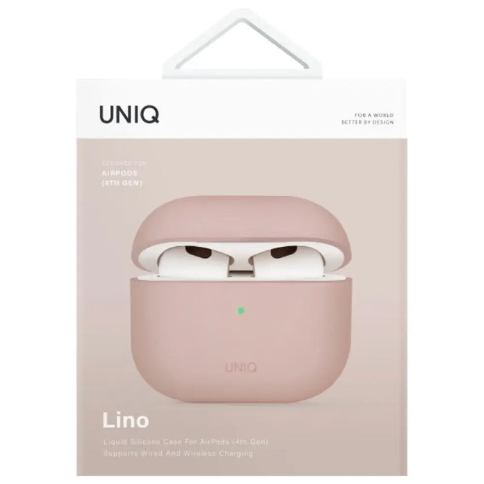 Силиконов калъф Uniq Lino за AirPods 4 - розов