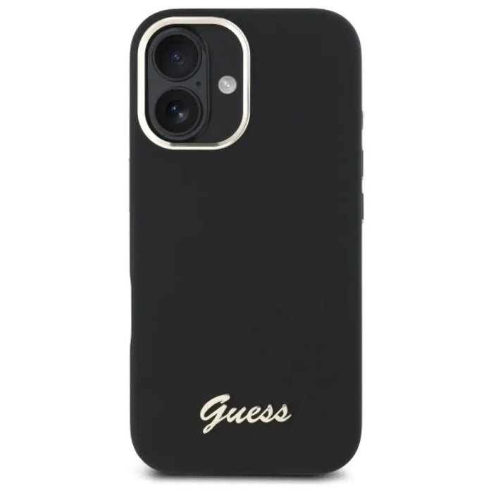 Силиконов калъф Guess с метално лого и рамка за iPhone 16