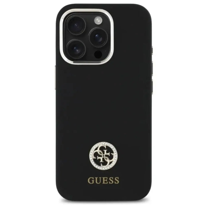 Силиконов кейс Guess Logo Strass 4G за iPhone 16 Pro Max