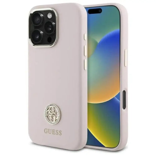 Силиконов кейс Guess Logo Strass 4G за iPhone 16 Pro Max
