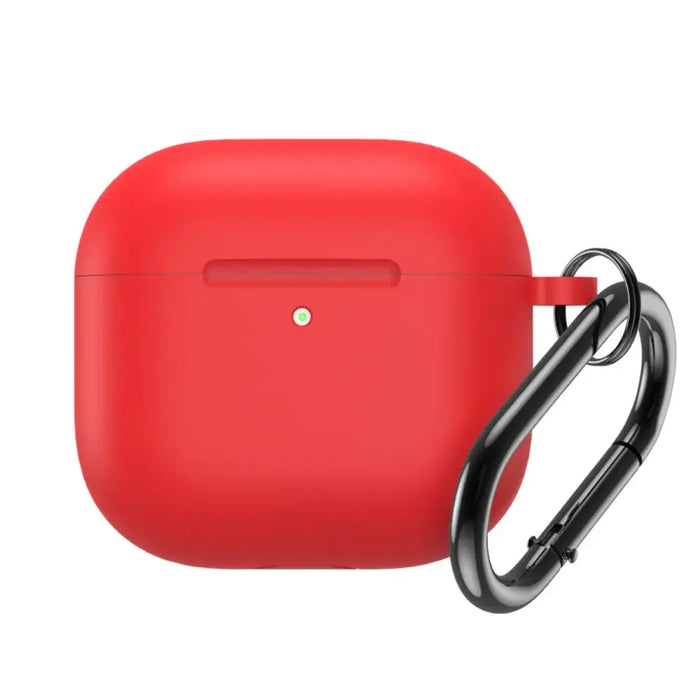 Силиконов кейс за Airpods 4 с карабинер - червен