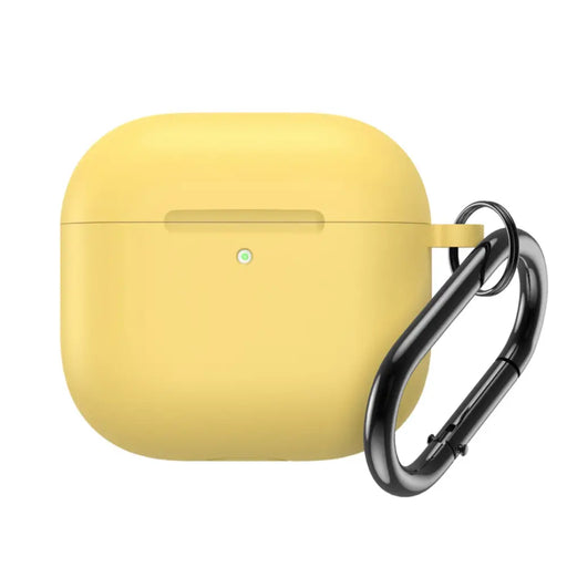 Силиконов кейс за Airpods 4 с карабинер - Жълт