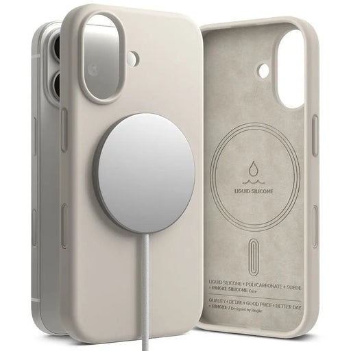 Силиконов магнитен калъф Ringke MagSafe за iPhone 17 - бежов