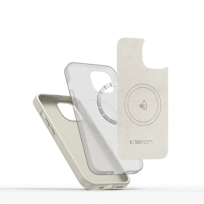 Силиконов PU калъф Tech-Protect MagSafe за iPhone 14 - бежов
