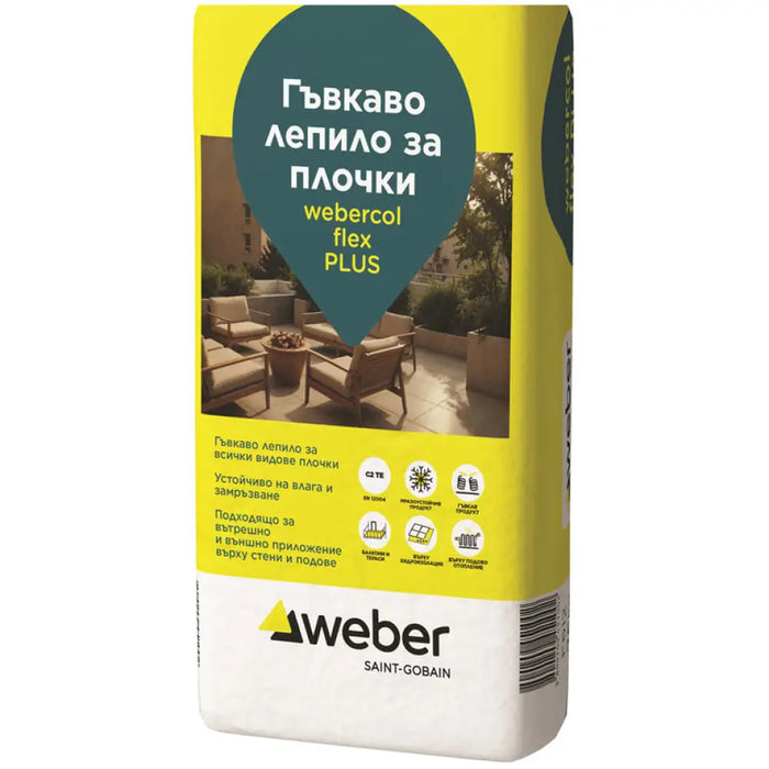 СИЛНО ФЛЕКСОВО ЛЕПИЛО WEBER FLEXPLUS ЗА ПЛОЧКИ
