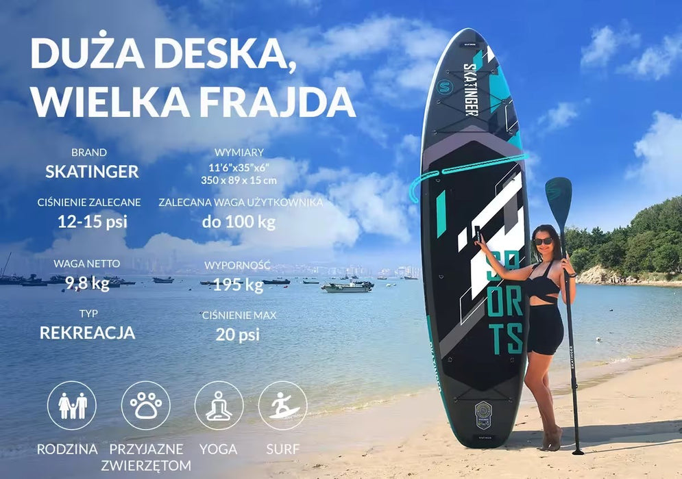 Деска SUP SKATINGER Сив спортен 350x89x15 Йога
