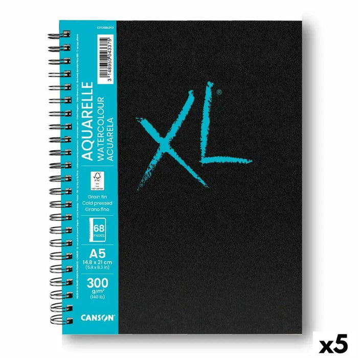 Скицник Canson XL Aquarelle 34 Листи Бял A5 5 броя 300 g/m²
