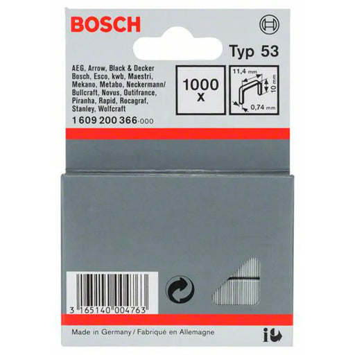 СКОБИ ЗА ТАКЕР ТИП 53 10X11.4 ММ BOSCH 1000 БРОЯ