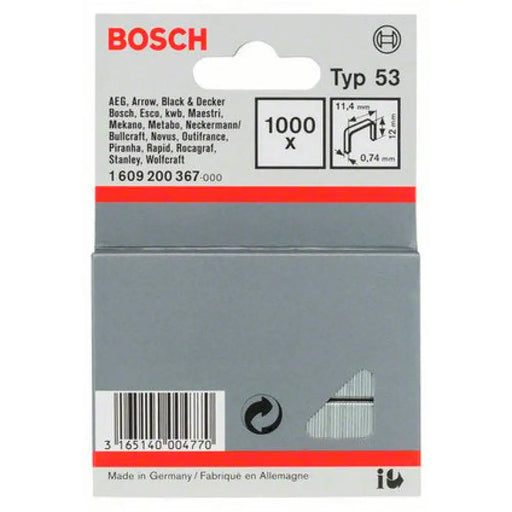СКОБИ ЗА ТАКЕРИ 12X11.4 ММ BOSCH 1000 БРОЯ