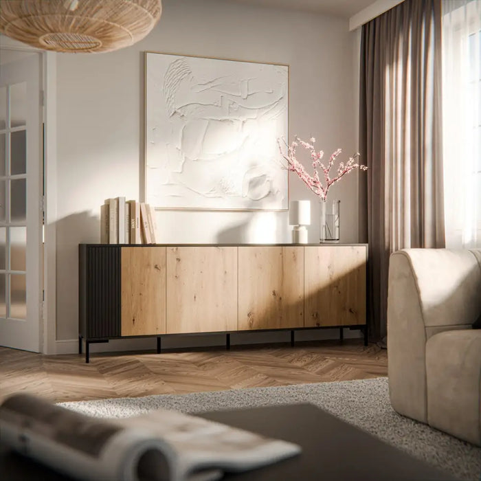 Скрин Cama MERCI 200 x 40 x 74 см черен/занаятчийски дъб